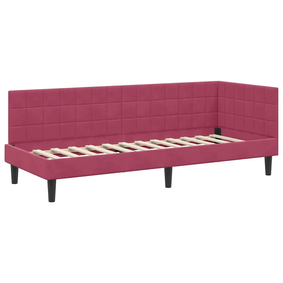 Cadre de lit d'angle Bordeaux 80 cm x 200 cm Velours - 4