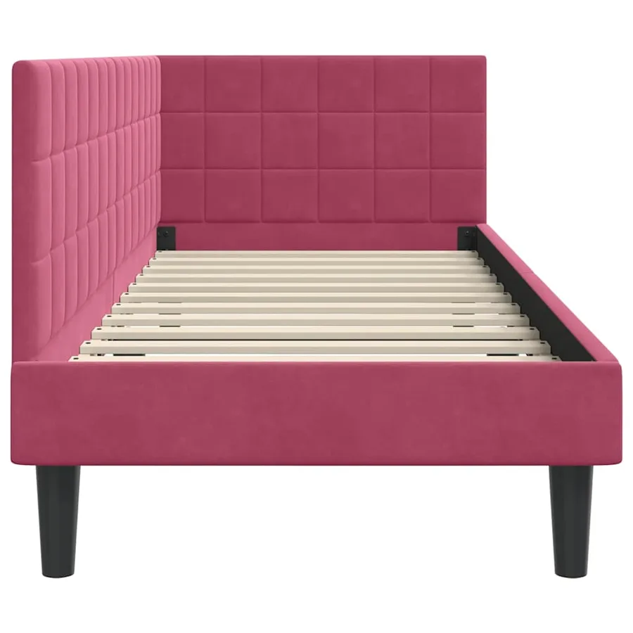 Cadre de lit d'angle Bordeaux 80 cm x 200 cm Velours - 6