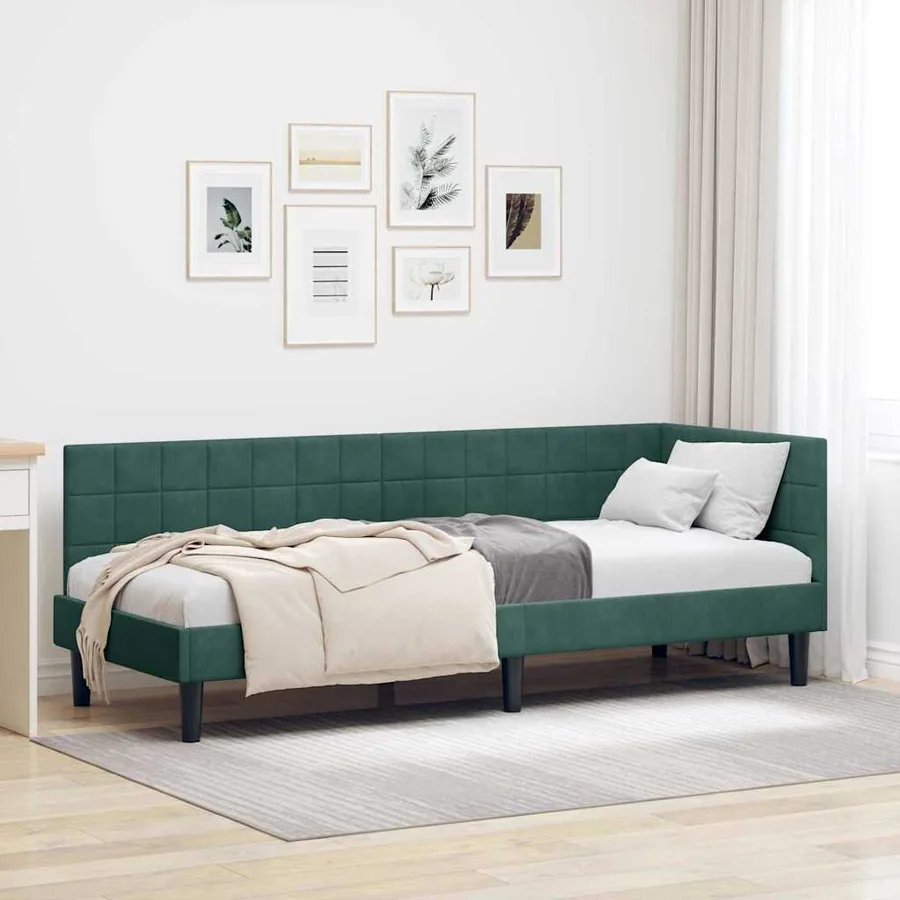 Cadre de lit d'angle Vert foncé 80 cm x 200 cm Velours