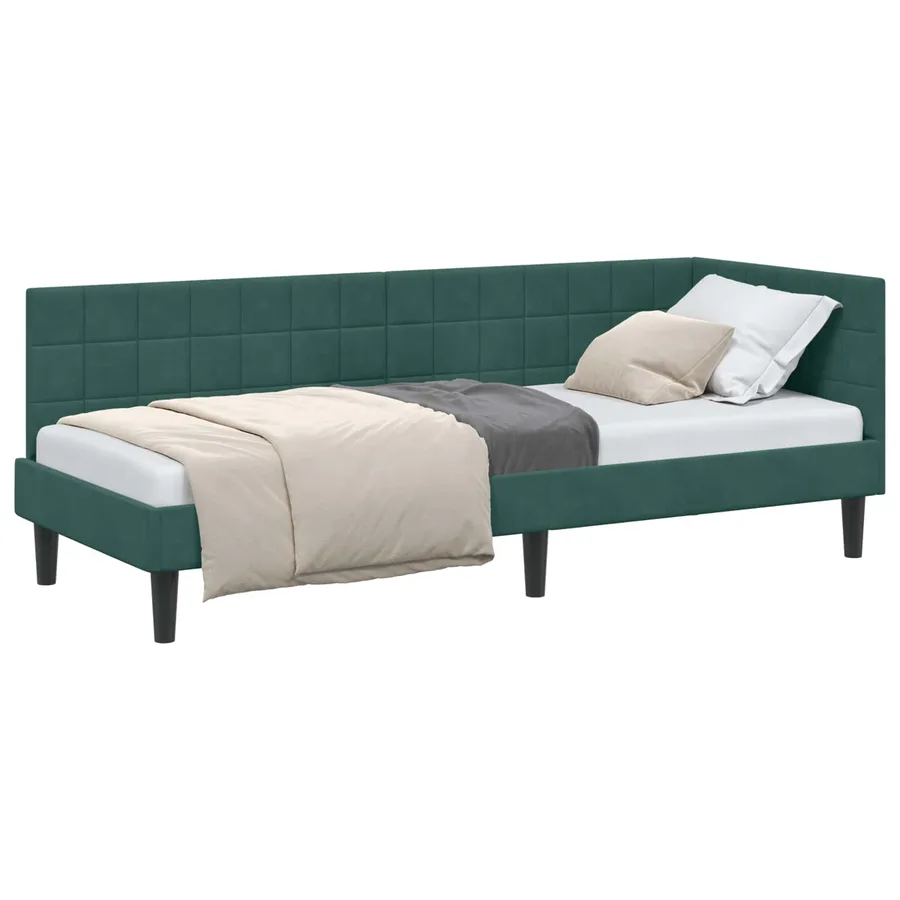 Cadre de lit d'angle Vert foncé 80 cm x 200 cm Velours - 2