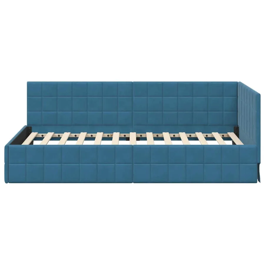 Cadre de lit d'angle Bleu 90 cm x 190 cm Velours - 5
