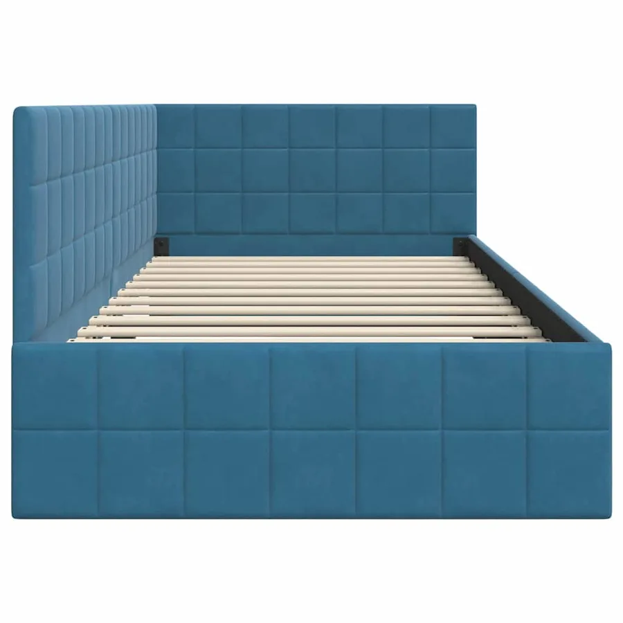 Cadre de lit d'angle Bleu 90 cm x 190 cm Velours - 6