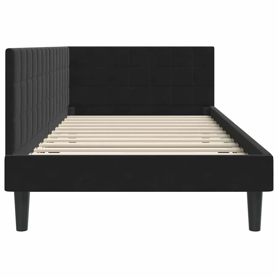 Cadre de lit d'angle Noir 90 cm x 200 cm Velours - 6