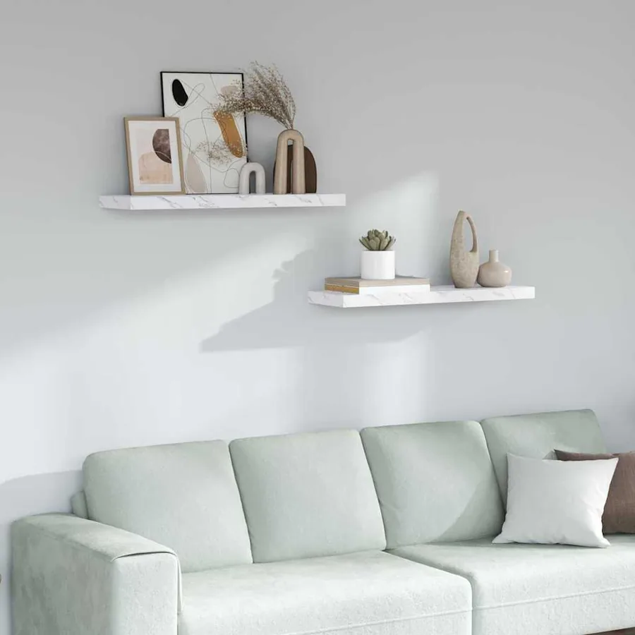 Étagère Murale 2 pcs Marbre blanc 90 x 23,5 x 4 cm