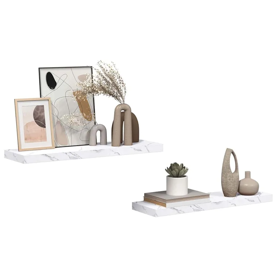 Étagère Murale 2 pcs Marbre blanc 90 x 23,5 x 4 cm - 3