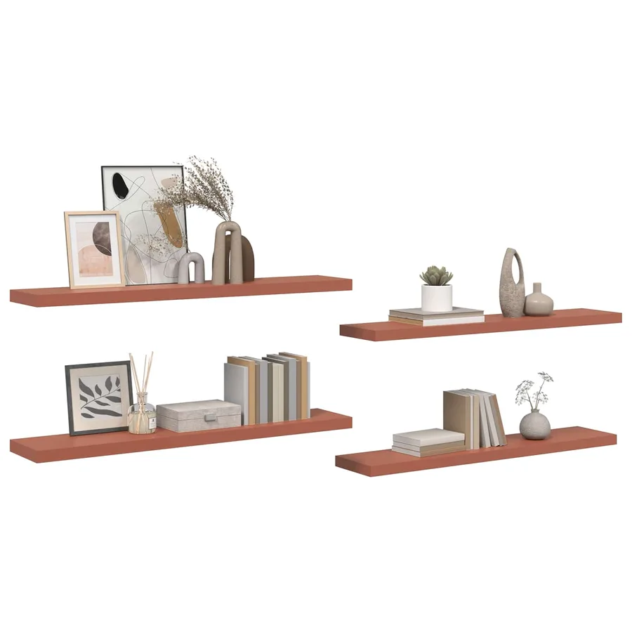Étagère Murale 4 pcs Rouge 120 x 23,5 x 4 cm Bois d'ingénierie - 3