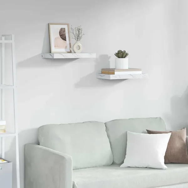 Étagère Murale 2 pcs Marbre blanc 40 x 23,5 x 4 cm