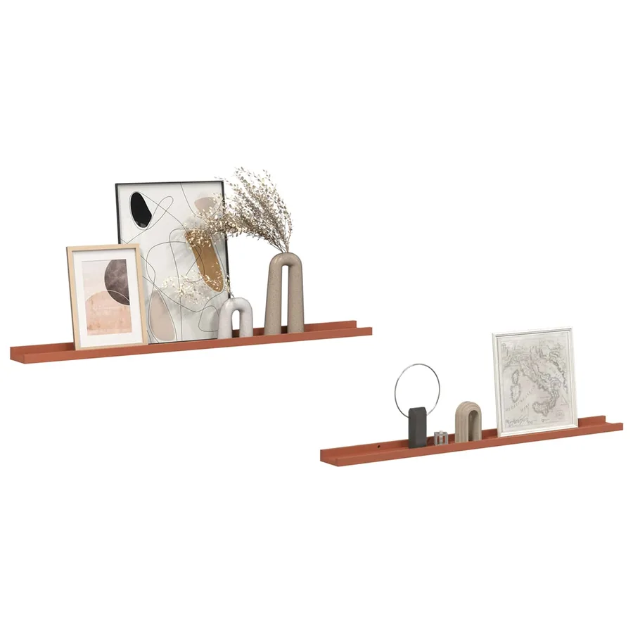 Étagère Murale Montage mural 2 pcs Rouge 100 x 9 x 3 cm - 3