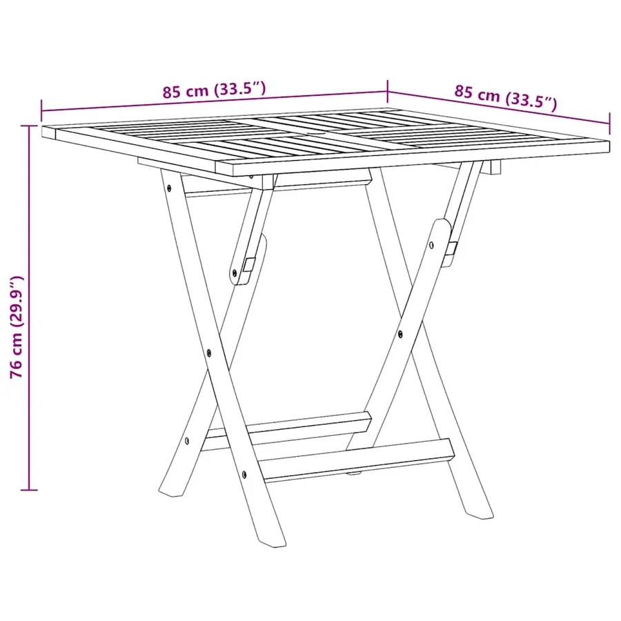 Table pliable de jardin 85x85x76 cm Bois de teck solide - 9