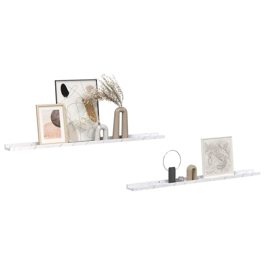 Étagère Murale Montage mural 2 pcs Marbre blanc 115 x 9 x 3 cm - 3