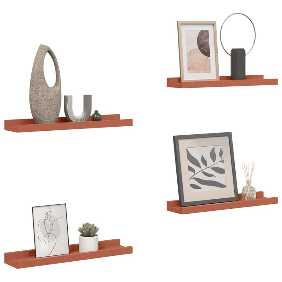 Étagère Murale Montage mural 4 pcs Rouge 40 x 9 x 3 cm - 3