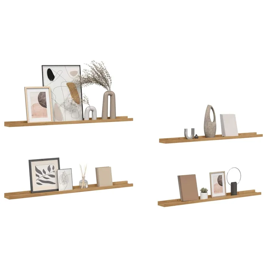 Étagère Murale Montage mural 4 pcs Marron 100 x 9 x 3 cm - 3