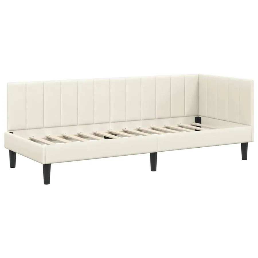 Cadre de lit d'angle Crème 80 cm x 200 cm Velours - 4