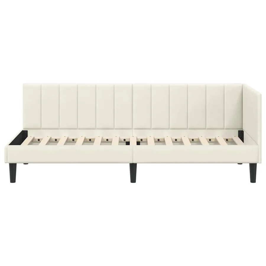 Cadre de lit d'angle Crème 80 cm x 200 cm Velours - 5