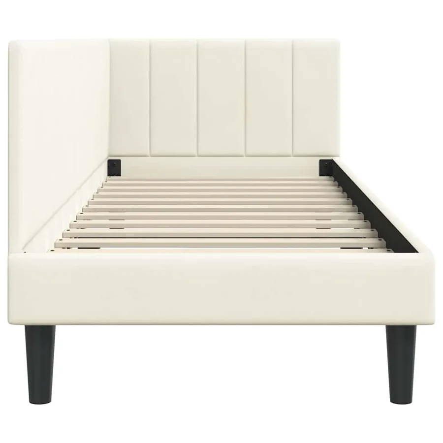 Cadre de lit d'angle Crème 80 cm x 200 cm Velours - 6