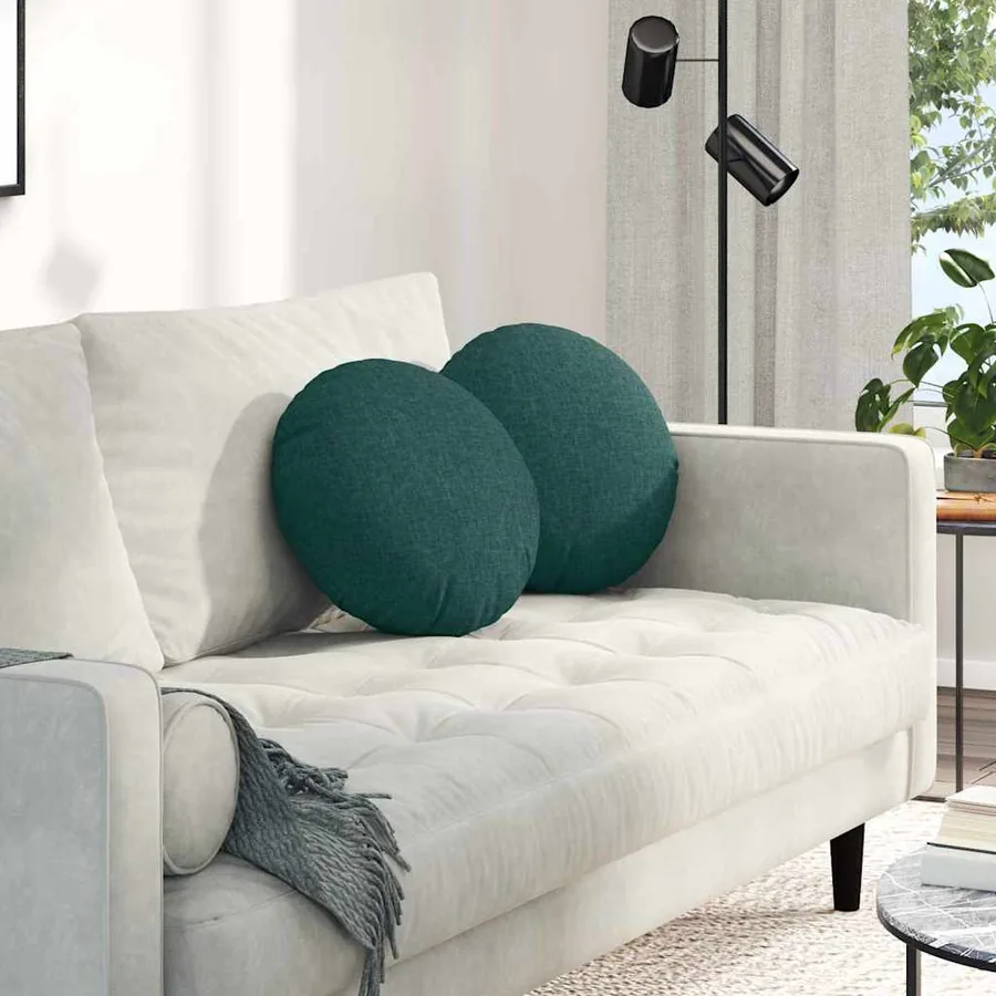 Coussins de siège 2 pcs Vert foncé Ø40 x 13 cm tissu