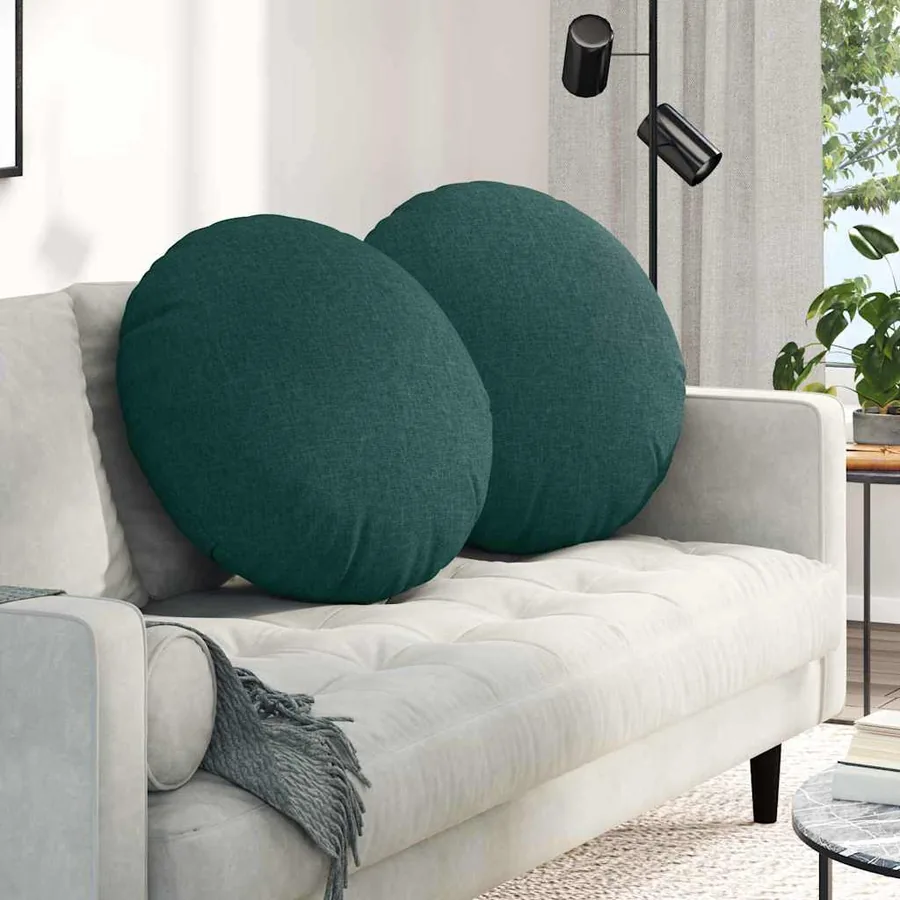 Coussins de siège 2 pcs Vert foncé Ø60 x 21 cm tissu