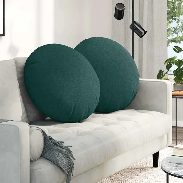 Coussins de siège 2 pcs Vert foncé Ø60 x 21 cm tissu