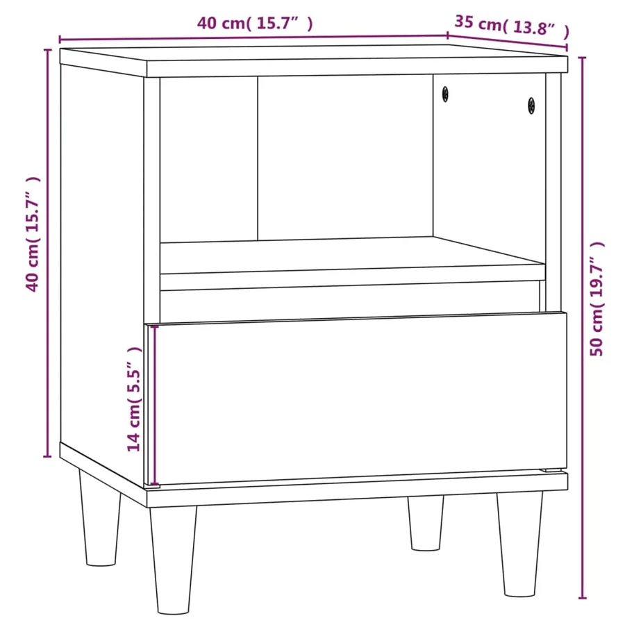 Tables de chevet 2 pcs Blanc 40x35x50 cm - 11