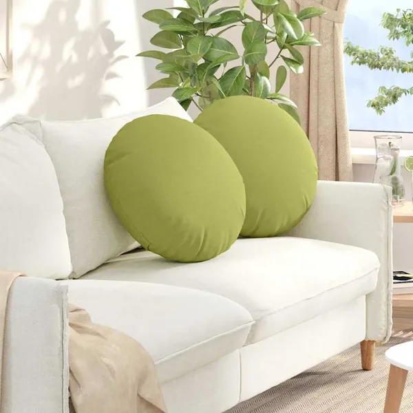 Coussins de siège 2 pcs Vert clair Ø50 x 19 cm tissu