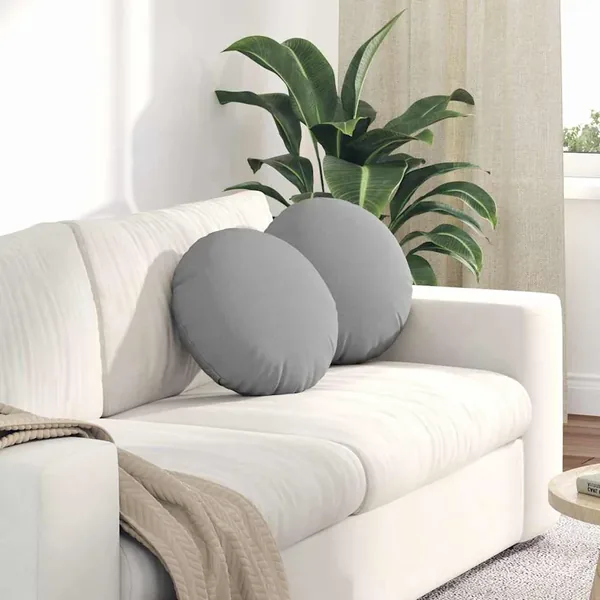 Coussins de siège 2 pcs Gris nuage Ø40 x 13 cm tissu