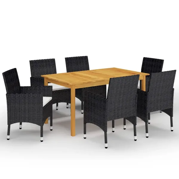 Ensemble à manger de jardin 7 pcs Noir
