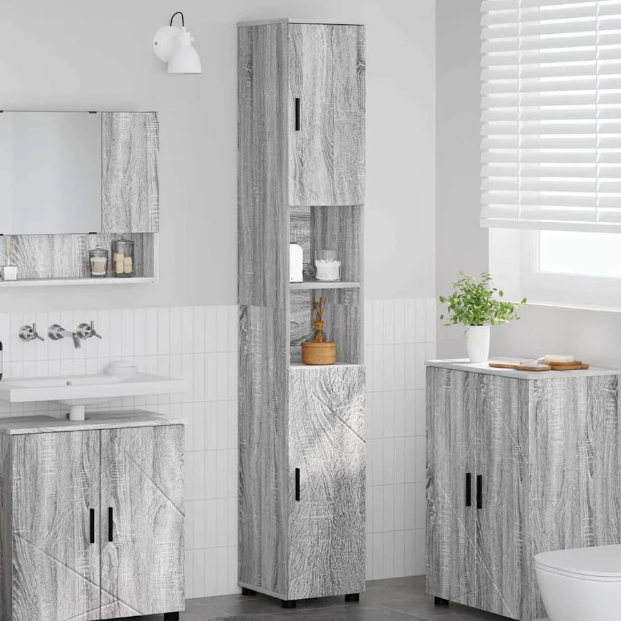 Cabinet de salle de bain Gris Sonoma 30 x 35 x 192 cm