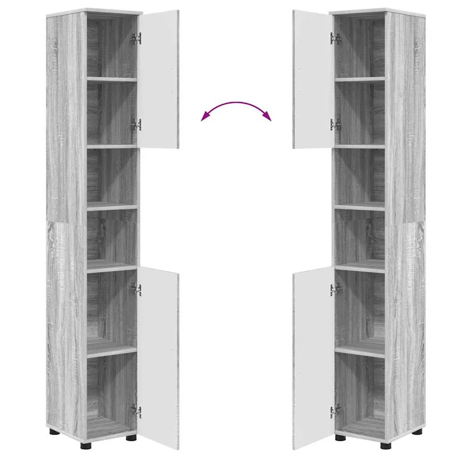 Cabinet de salle de bain Gris Sonoma 30 x 35 x 192 cm - 12