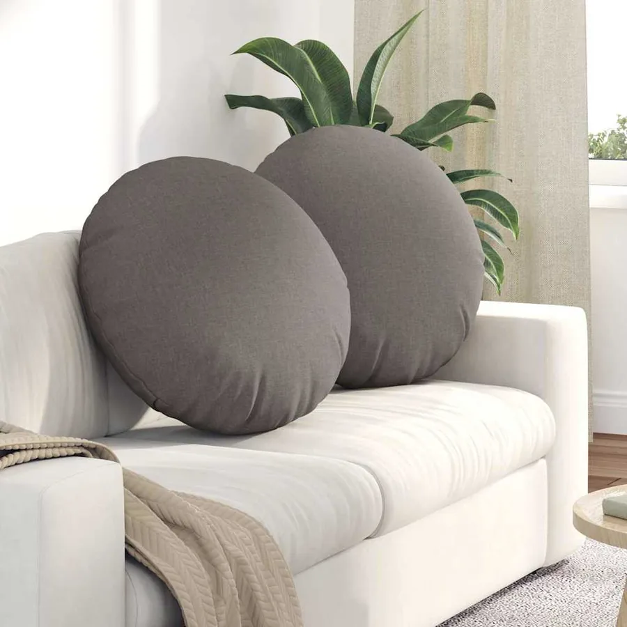Coussins de siège 2 pcs Taupe Ø60 x 21 cm tissu
