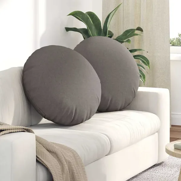 Coussins de siège 2 pcs Taupe Ø60 x 21 cm tissu