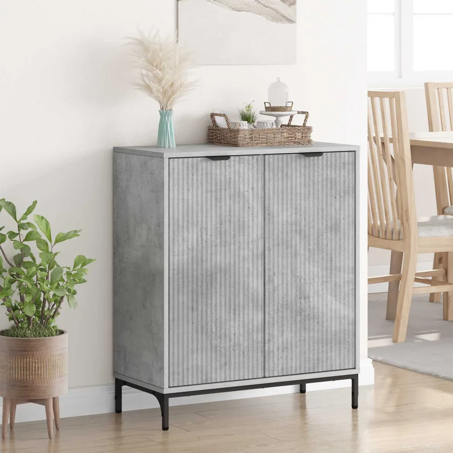 Buffet Gris béton 69,5 x 33 x 82 cm Bois d'ingénierie - 4