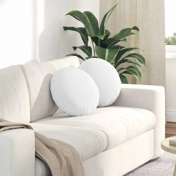 Coussins de siège 2 pcs Blanc Ø40 x 13 cm tissu