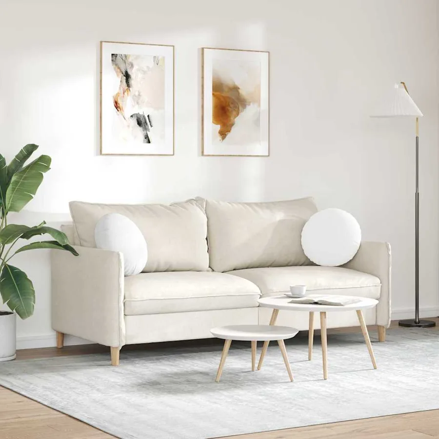 Coussins de siège 2 pcs Blanc Ø40 x 13 cm tissu - 4