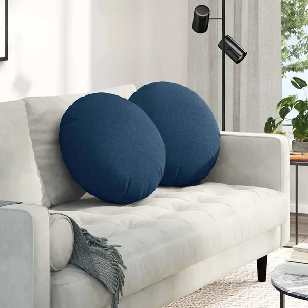 Coussins de siège 2 pcs Bleu Ø50 x 19 cm tissu