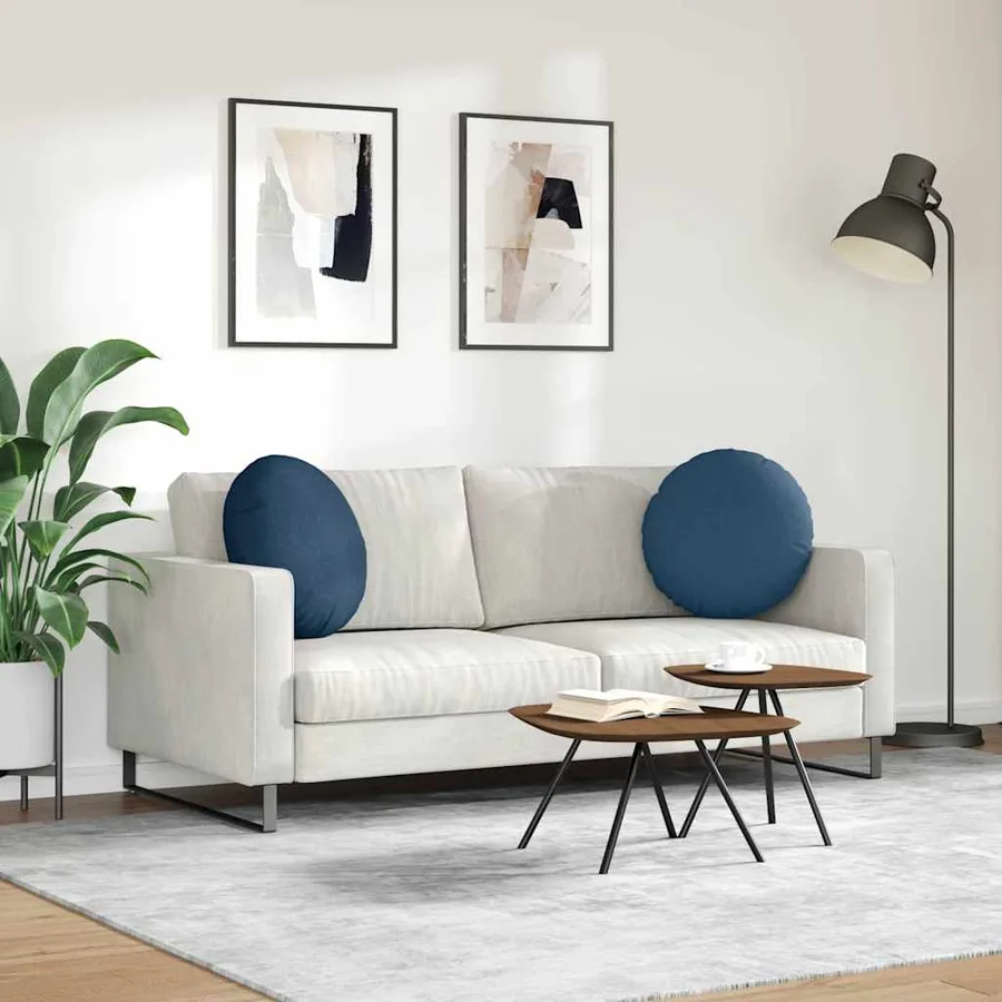 Coussins de siège 2 pcs Bleu Ø50 x 19 cm tissu - 4