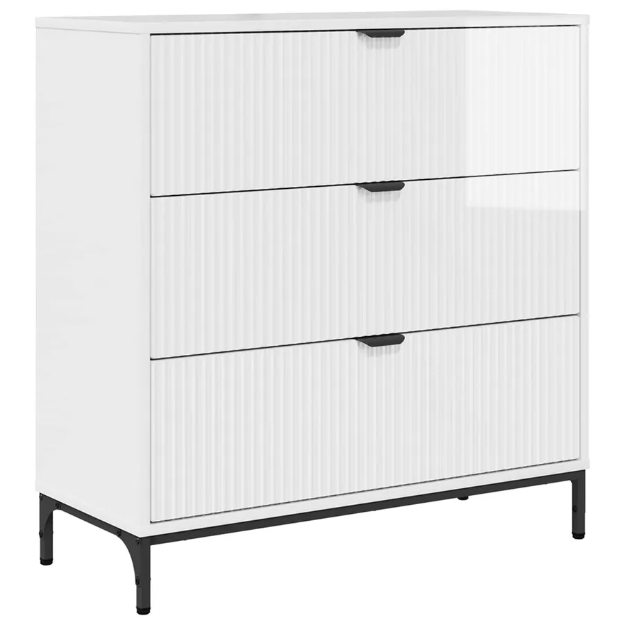 Buffet Blanc brillant 79,5 x 33 x 82 cm Bois d'ingénierie - 2