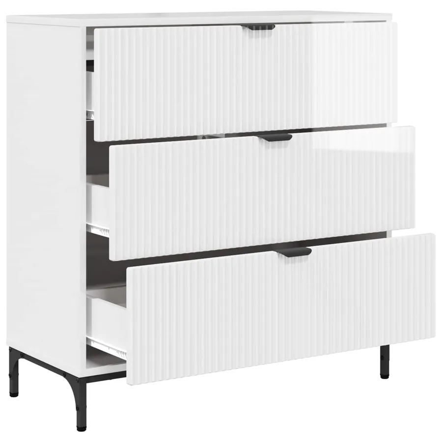 Buffet Blanc brillant 79,5 x 33 x 82 cm Bois d'ingénierie - 5