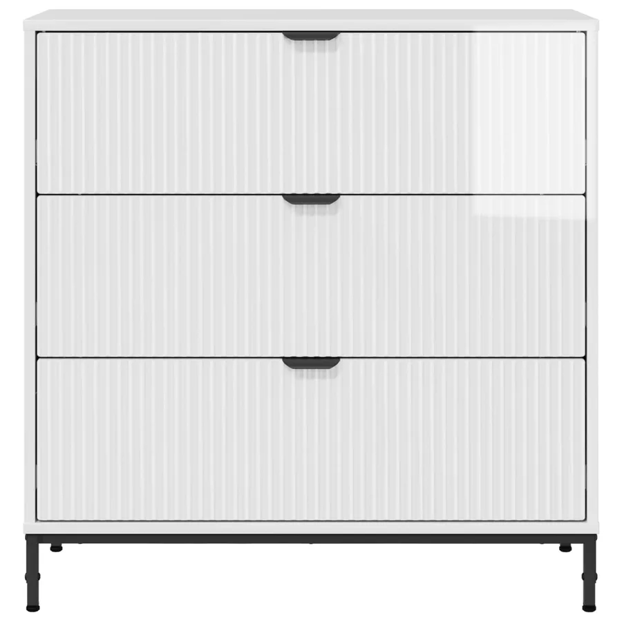 Buffet Blanc brillant 79,5 x 33 x 82 cm Bois d'ingénierie - 6