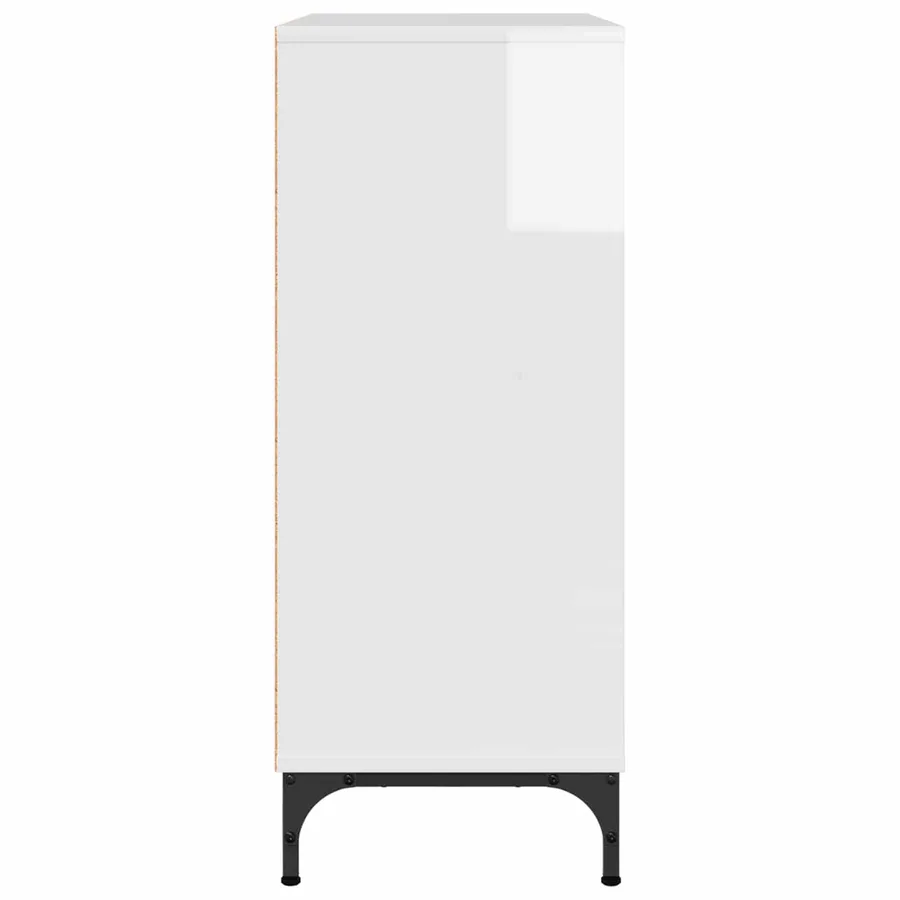 Buffet Blanc brillant 79,5 x 33 x 82 cm Bois d'ingénierie - 7