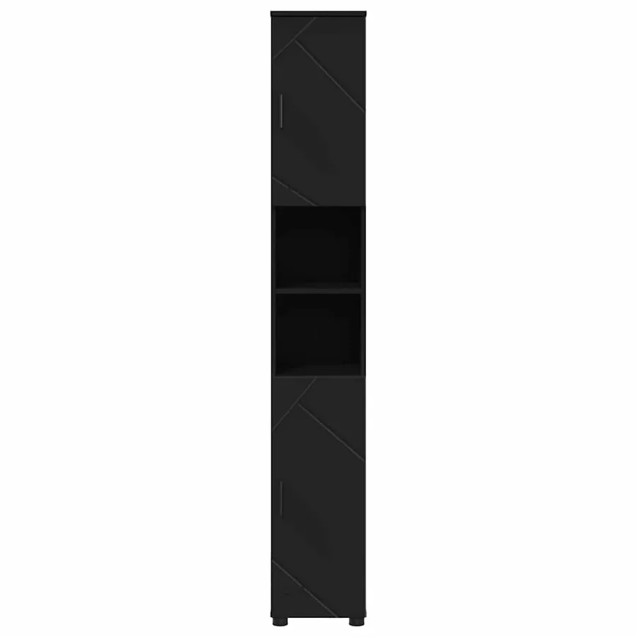 Cabinet de salle de bain avec stockage Noir 30 x 35 x 192 cm - 6