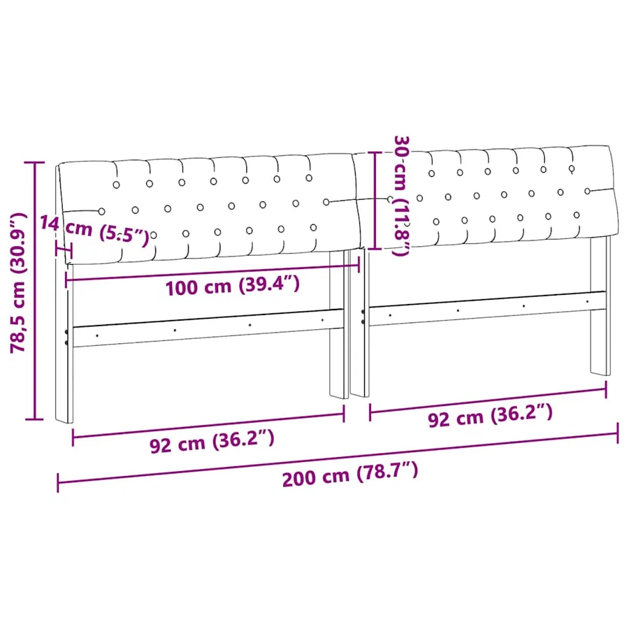 Tête de lit capitonnée Gris clair 200 cm Pin massif - 11