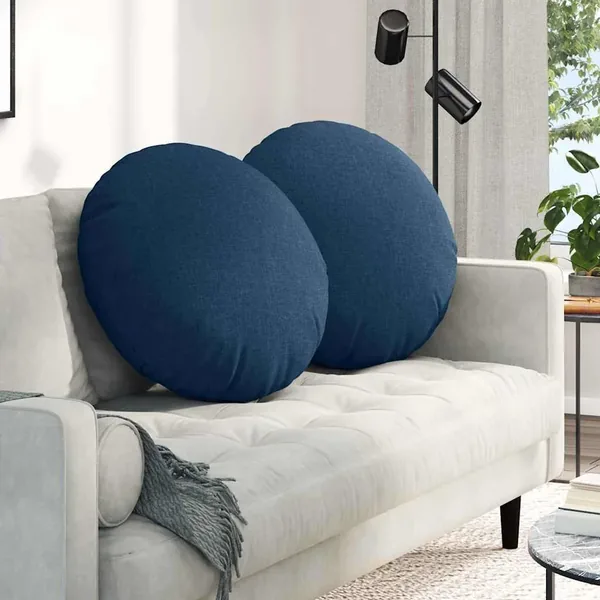 Coussins de siège 2 pcs Bleu Ø60 x 21 cm tissu