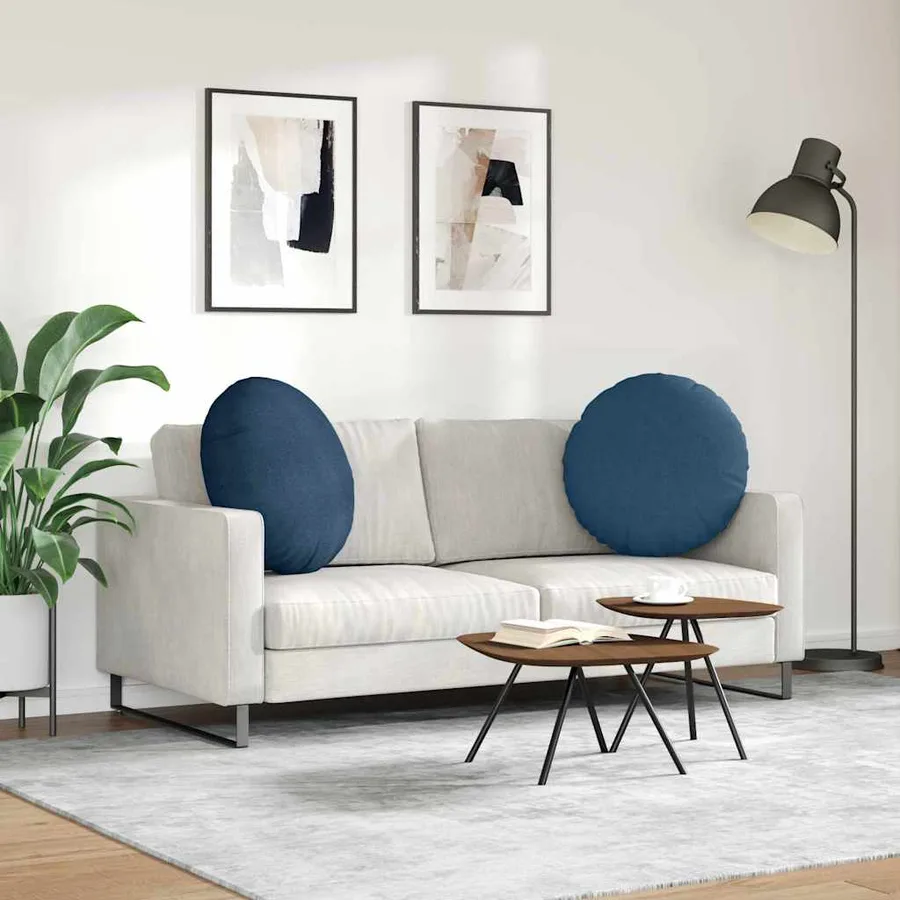 Coussins de siège 2 pcs Bleu Ø60 x 21 cm tissu - 4