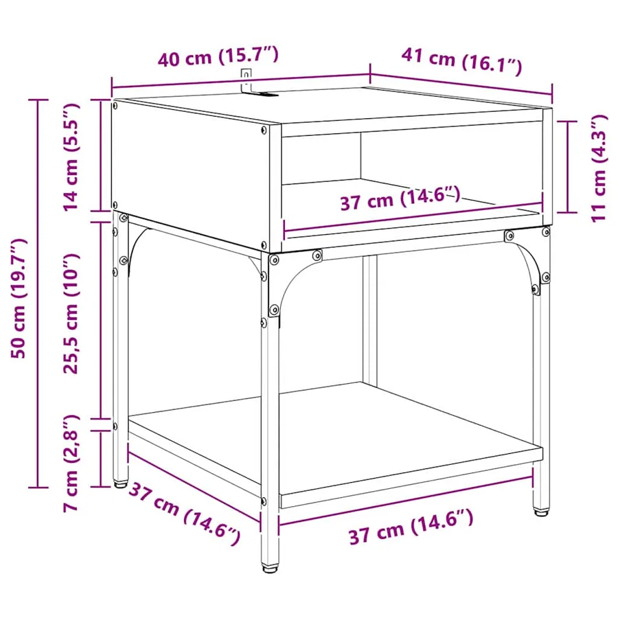 Table de chevet 2 pcs Chêne noir 40 x 40 x 50 cm - 15