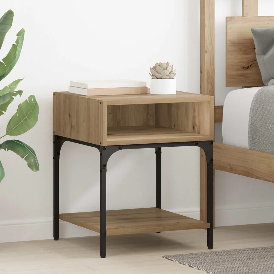 Table de chevet 2 pc Chêne artisanal 40 x 40 x 50 cm