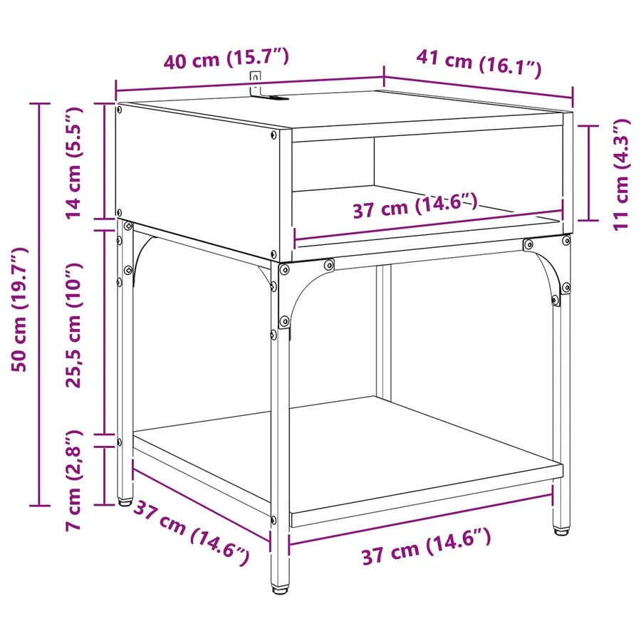 Table de chevet 2 pc Chêne artisanal 40 x 40 x 50 cm - 15
