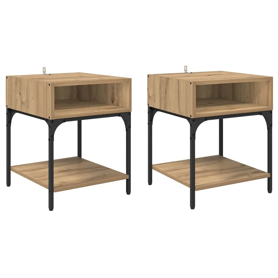Table de chevet 2 pc Chêne artisanal 40 x 40 x 50 cm - 2