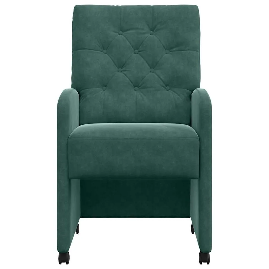 Chaises de Salle à Manger avec Roues 2 pcs Vert foncé Velours - 4