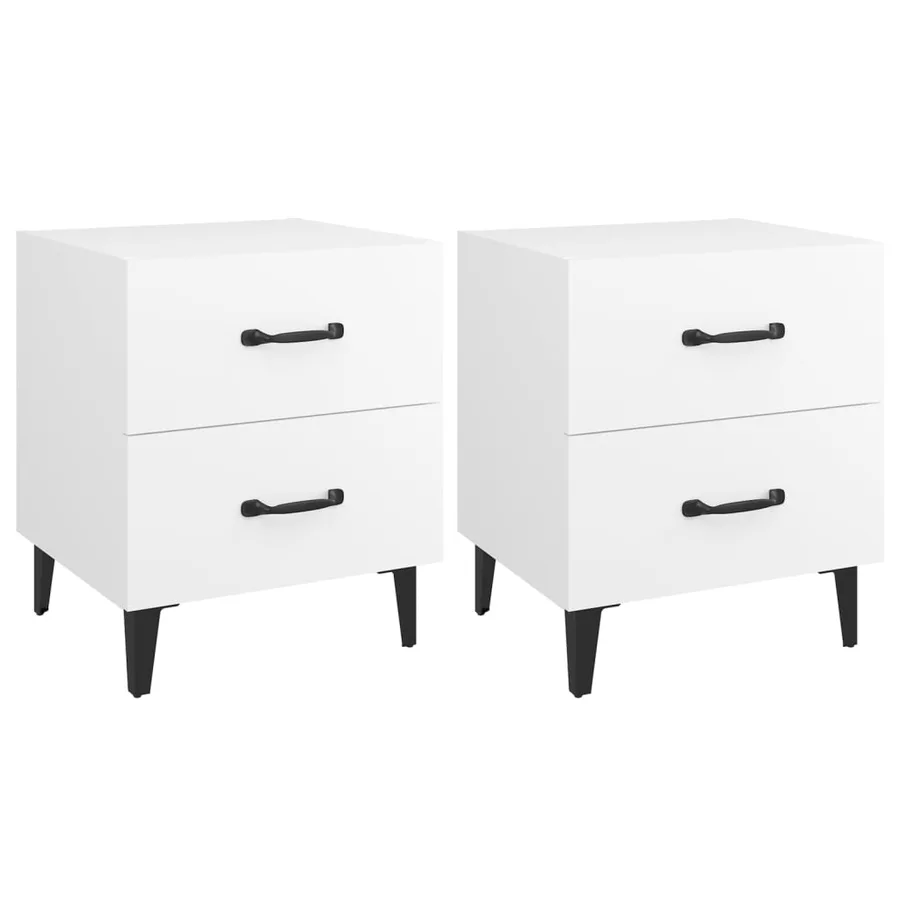 Tables de chevet 2 pcs Blanc 40x35x47,5 cm - 2