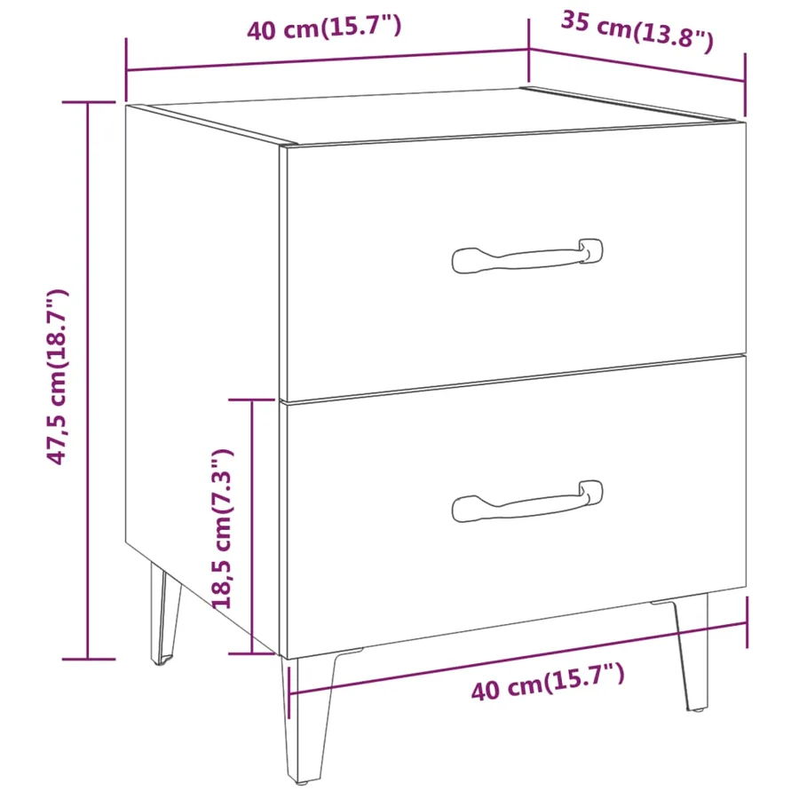 Tables de chevet 2 pcs Blanc 40x35x47,5 cm - 8